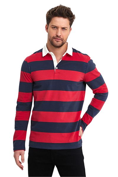 Adams Ανδρικό φούτερ με γιακά πόλο μπλε Navy Blue Claret Red