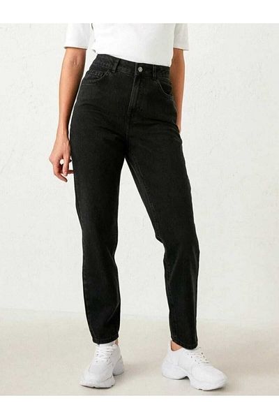 geenz manifacture Stager Μαύρο ψηλόμεσο Lycra Mom Jeans