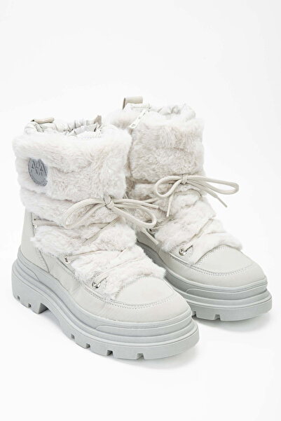 Tamer Tanca EFFETRE Kadın DERI/KURK Buz Beyazı Kar Botu