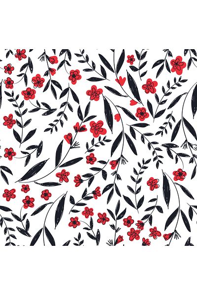 Dekoros Black Red Flower Pattern Adhesive Foil, Water Resistant Decorative Sticker Coating 45x500cm 0816