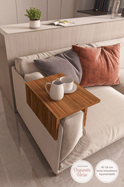 Durusilya Koltuk Yan Sehpa Kolçak Sehpası Kolçak Yan Sehpa Ceviz Renk, One Size