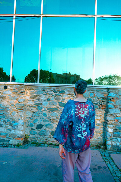 melongeneco Healer Batik Tye Diye Müslin Kimono Boho Handmade Hırka