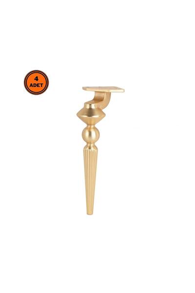 EYM 4 Adet Tuva Lüx Metal Ayak 16 cm Mat Altın Mobilya Koltuk Ayağı