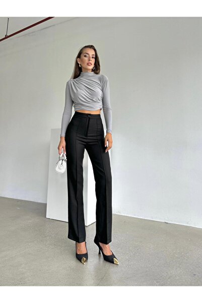 NFTY Women's Black High Waist Palazzo Pants Premium
