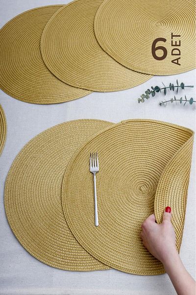 HOMENIVA 6-Piece Gold Lux American Service Plate Set