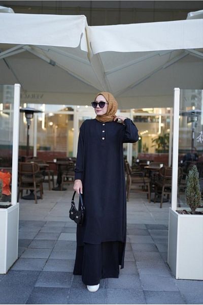 NS Moda Set Hijab Saye Negru Model-509