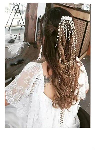 bbays new trend TARAKLI SAÇAK İNCİ GELİN TACI YOĞUN İNCİ GELİN SAÇ TOKASI GEL...