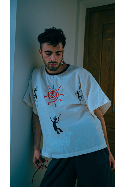 melongeneco Şile Bezi Bisiklet Yaka Oversize Handmade Antik Dansçılar Ve Spir...