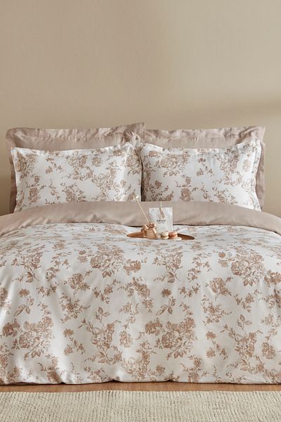 Karaca Home Cara 100% Cotton Satin Double Duvet Cover Set with Fragrance Gift Beige