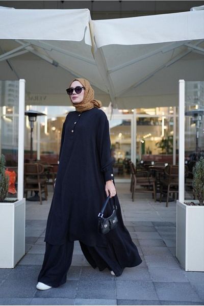 NS Moda Set Hijab Saye Negru Model-509