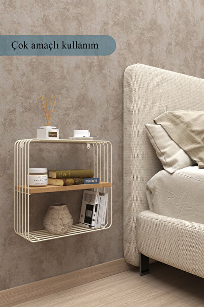 moniev Metal Mutfak Rafı Dekoratif Düzenleyici Ahşap Kitaplık Metal Komodin