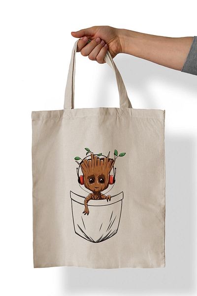 remonz Τσάντα Pocket Groot Printed 100% Cotton 35x38 cm υφασμάτινη τσάντα