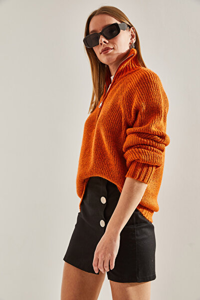 Bianco Lucci Women's Thessaloniki Knit Zippered Knitwear Sweater