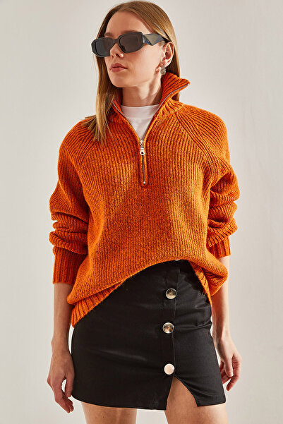 Bianco Lucci Women's Thessaloniki Knit Zippered Knitwear Sweater