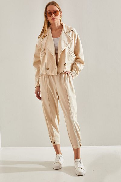 Bianco Lucci Women's Linen Double Suit