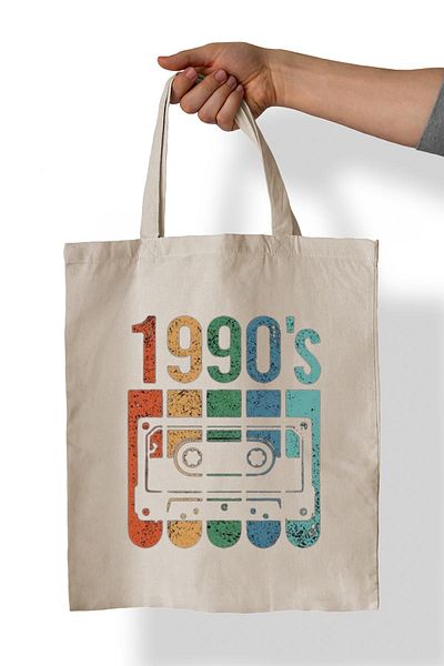 remonz 1990 Έντυπη 100% Βαμβακερή υφασμάτινη τσάντα 35x38 cm