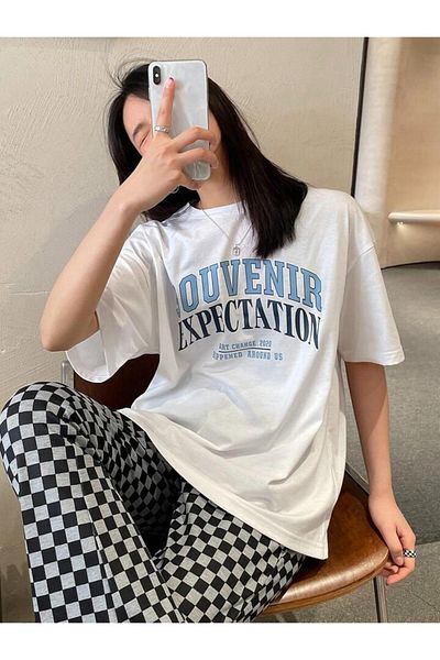 AFROGİYİM Unisex Souvenir Expectation Τυπωμένο μπλουζάκι Oversize