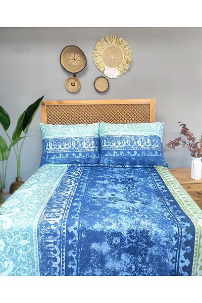 CollessiaHome Set cuvertură de pilota boemă dublă din satin 100% bumbac