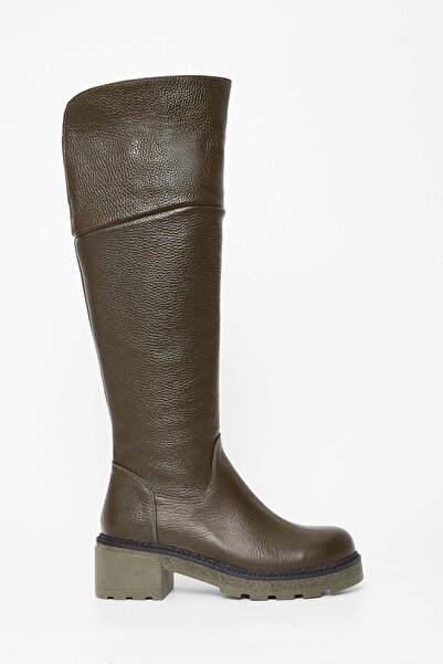 Tamer Tanca Women's Genuine Leather Green Casual Boots