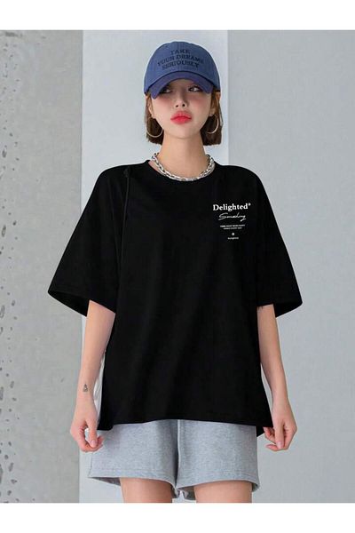 AFROGİYİM Μπλουζάκι Unisex Delighted Something με στάμπα μπροστά