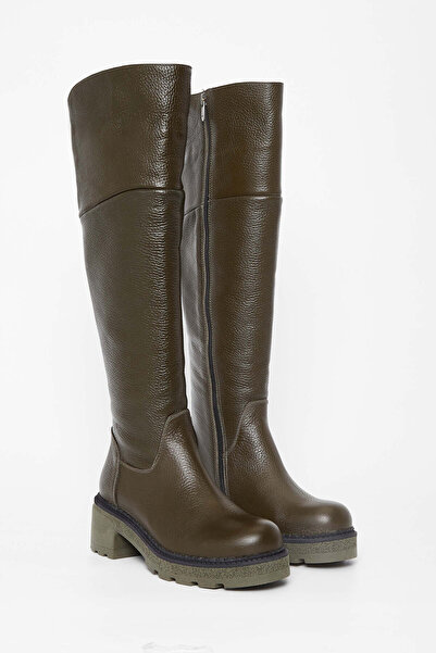 Tamer Tanca Women's Genuine Leather Green Casual Boots