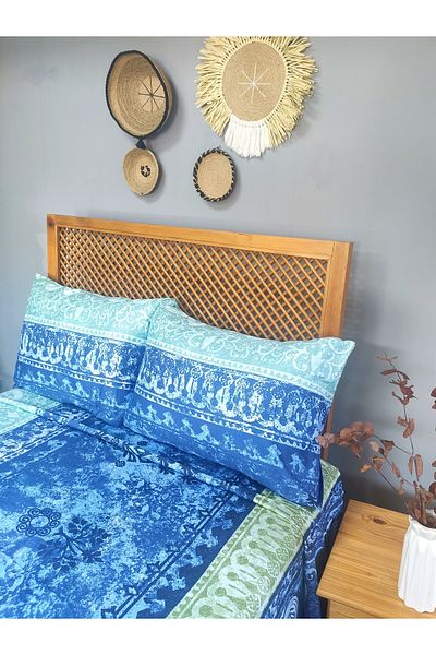 CollessiaHome Set cuvertură de pilota boemă dublă din satin 100% bumbac
