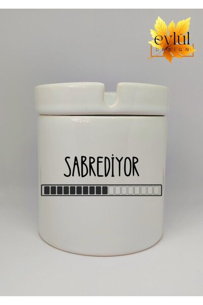 Eylül Design منفضة سجائر سيراميك مطبوعة بتصميم خاص بدون رائحة