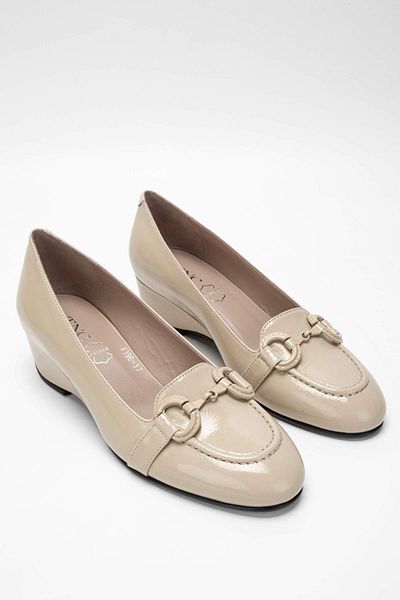 Tamer Tanca Beige Genuine Leather Women's Classic Shoes