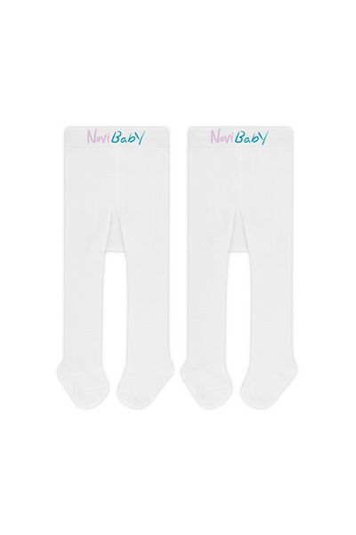 Novibaby 2 Pack Baby Cotton Pantyhose, Children's Newborn Cotton Girls Boys School Socks, White Ecru Pink