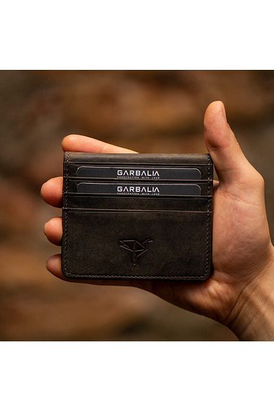 Garbalia Vintage καφέ δερμάτινη θήκη κάρτας & πορτοφόλι