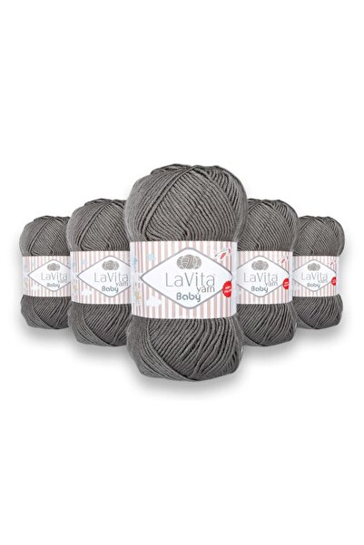 LaVita Yarn Lavita Baby El Örgü Ipligi, 5'li Paket, Taka Yarn (FÜME GRİ-6002)