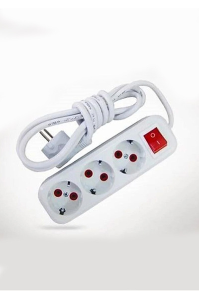 SPRENDA Anahtarlı Yerli Üçlü 3'lü 3 Çıkış Üçlü 7 Metre Grup Düğmeli Elektrik Uzatma Kablolu Priz
