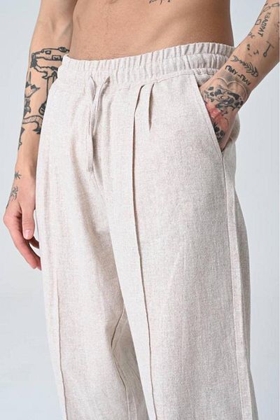 FRANKNESS JEANS Loose Cut 100% Linen Fabric Pleated Baggy Pants
