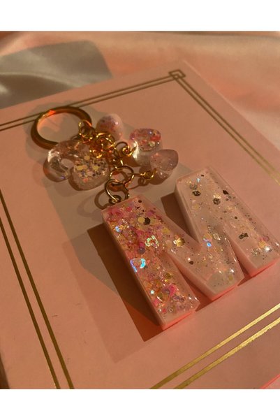 TATLIŞ Handmade Epoxy Letter Keychain, 1 Piece