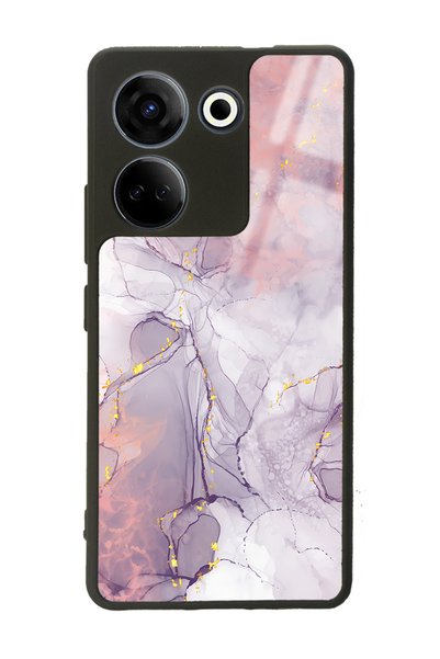 Spoyi غلاف هاتف Camon 20 Pro 4G بتصميم رخامي فوشيا لامع