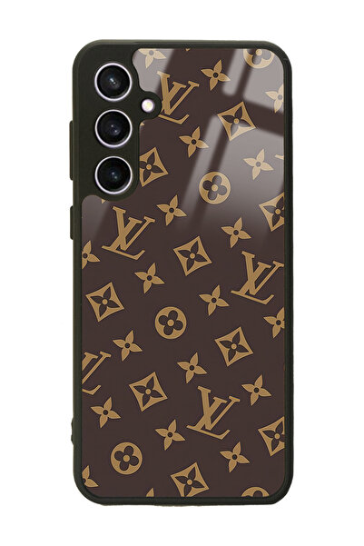Spoyi Samsung S23 FE Kahverengi LV Tasarımlı Glossy Telefon Kılıfı