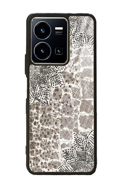 Spoyi Vivo Y22s Taşlı Yaprak Tasarımlı Glossy Telefon Kılıfı