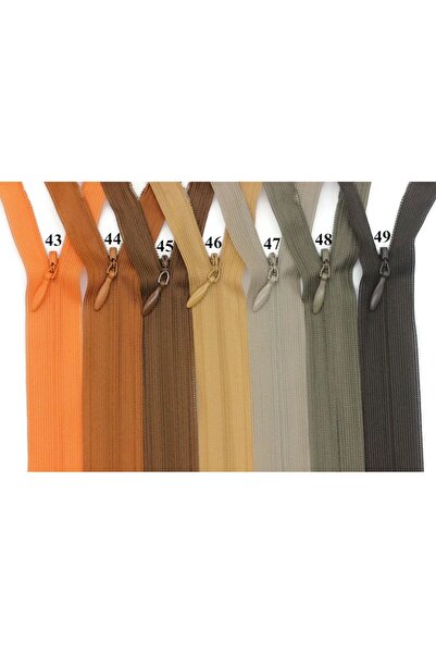 e tuhafiye 5 Adet Toprak Tonlarında Gizli Fermuar (16-20 CM)