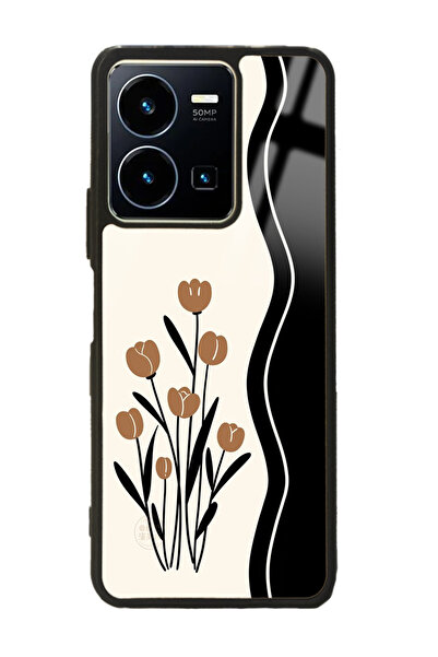 Spoyi Vivo Y35 Çiçek Motif Tasarımlı Glossy Telefon Kılıfı