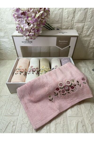 MARİBOR HOME ENZA - 3d Nakışlı Bambu Havlu 6 Ad. (50X90)