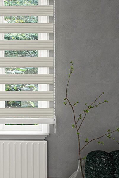 Givayo Mobilya Ekru Geniş Pliseli Zebra Stor Perde (kırık Beyaz)