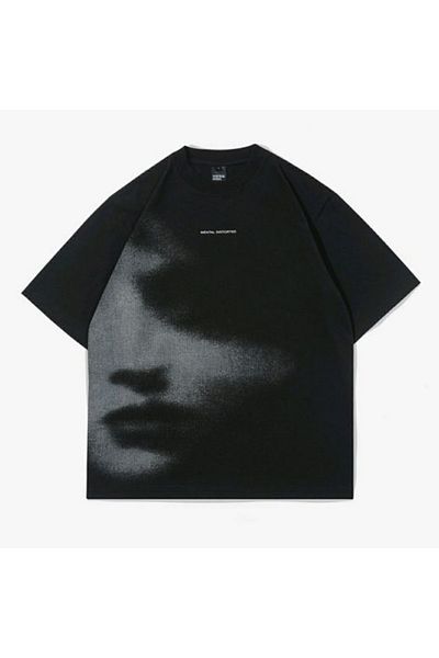 Gofeel تي شيرت Y2k Dark Face Aesthetic للجنسين كبير الحجم