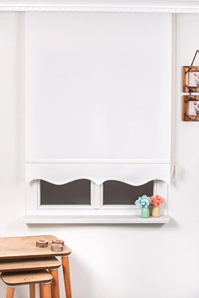 Givayo Mobilya Krem Stor Düz Modern Güneşlik Etek Dilimli