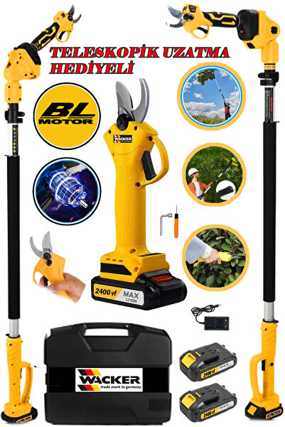 Wacker Alman Yellows 2400 Vf 25 Ah 2 Akülü Bağ Dal Ağaç Budama Makası 2.7 Mt ...