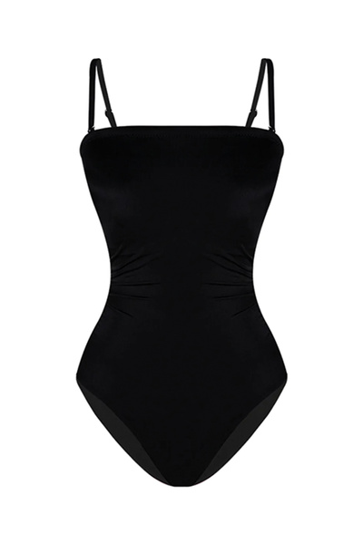 Bonesta İnce Askılı Straplez Siyah Mayo