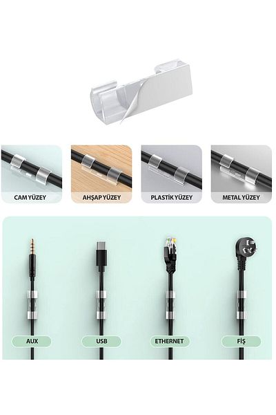 Dream Plus 20-Piece Adhesive Cable Fixator Transparent Clip