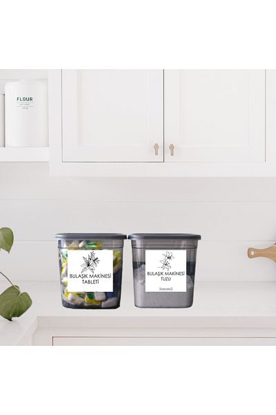 Markayolu 2 Label Dishwasher Tablets and Salt Storage Container 2 Liters