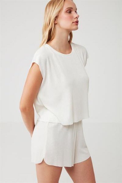 Penyemood Combed Cotton Mood Shorts Set White 9253SORTTK