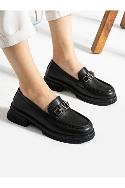 Alemdar Shoes Черни дамски мокасини с катарама