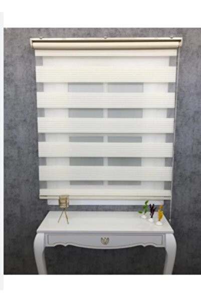 Givayo Mobilya Pliseli Geniş Etek Dilimsiz Ekru Zebra Perde